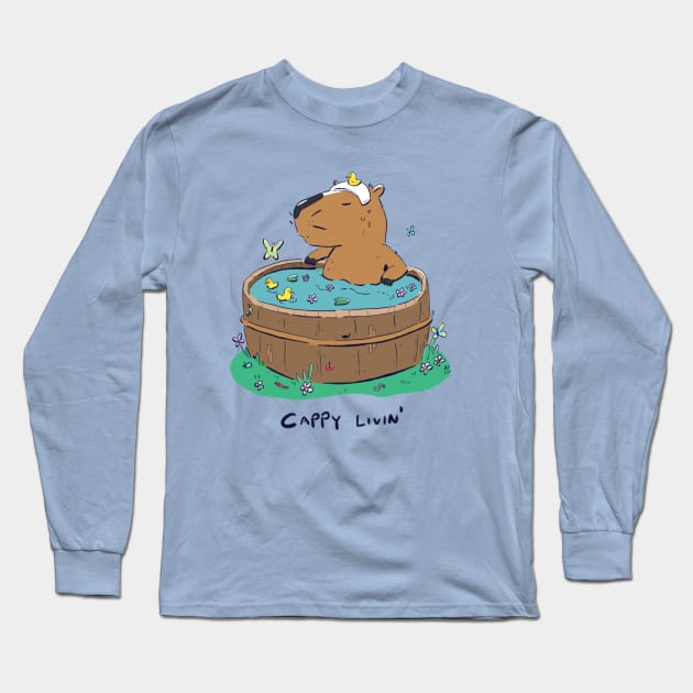 Cute Capybara Long Sleeve T-Shirt by YipeeKaiYay